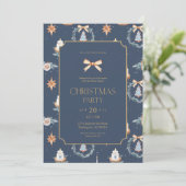 ネイビエレガントー&金ゴールドクリスマスパーティの招待状 招待状 (スタンド正面)