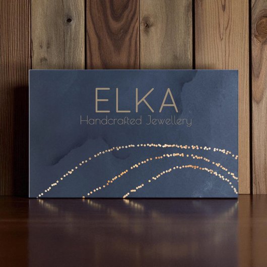 ネイビエレガントー&金ゴールドドットデザイナー名刺 名刺