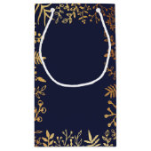 ネイビエレガントー&金ゴールドフローラ結婚コレクション スモールペーパーバッグ (裏面)