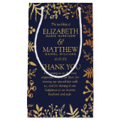 ネイビエレガントー&金ゴールドフローラ結婚コレクション スモールペーパーバッグ (正面)