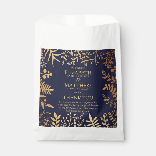 ネイビエレガントー&金ゴールドフローラ結婚コレクション フェイバーバッグ (正面)