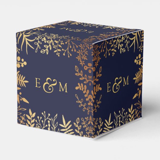 ネイビエレガントー&金ゴールドフローラ結婚コレクション フェイバーボックス (裏面サイド)