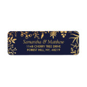 ネイビエレガントー&金ゴールドフローラ結婚コレクション ラベル (正面)