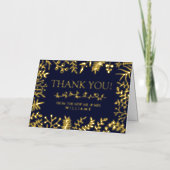 ネイビエレガントー&金ゴールドフローラ結婚コレクション 箔グリーティングカード (正面)