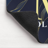 ネイビエレガントー&金ゴールドメンズモノグラム マウスパッド (コーナー)