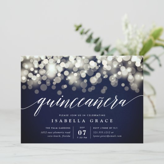 ネイビエレガントー&金ゴールドライトキンセアニェラ 招待状 (スタンド正面)