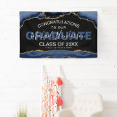 ネイビエレガントー&金ゴールド抽象芸術卒業バナー 横断幕 (インサイチュ)