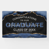 ネイビエレガントー&金ゴールド抽象芸術卒業バナー 横断幕 (横)