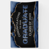 ネイビエレガントー&金ゴールド抽象芸術卒業バナー 横断幕 (縦)