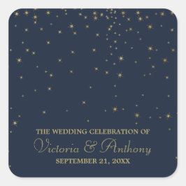 ネイビエレガントー&金ゴールド落下スター結婚ズ感謝してい スクエアシール