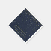 ネイビエレガントー&金ゴールド落下スター結婚ズ スタンダードカクテルナプキン (角)