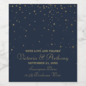 ネイビエレガントー&金ゴールド落下スター結婚ズ ワインラベル (シングルラベル)