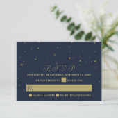 ネイビエレガントー&金ゴールド落下スター結婚ズ 出欠カード (スタンド正面)