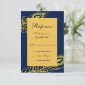 ネイビエレガントーRSVPの羽毛 出欠カード (スタンド正面)