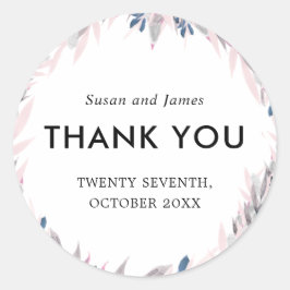 ネイビエレガント赤面水色フローラ結婚ズ ラウンドシール