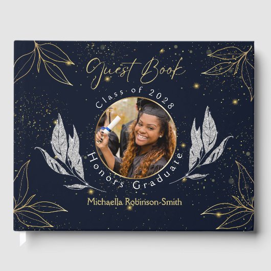 ネイビエレガント金ゴールド卒業ゲストブック ゲストブック (正面)