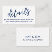 ネイビカジュアルーの結婚詳細エンクロージャカード 名刺 (正面/裏面)