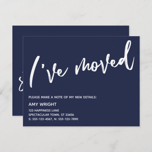 ネイビカジュアルー発表を移動した手書き ノートカード (正面/裏面)