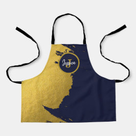 ネイビカスタマイズブフェイクブルーの金ゴールドブラシストローク エプロン