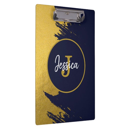 ネイビカスタマイズブフェイクブルーの金ゴールドブラシストローク クリップボード (右)