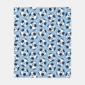 ネイビカスタムーとライトブルーのサッカーボールパターン フリースブランケット (正面)