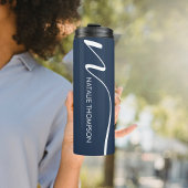 ネイビカスタムーパーソナライズされた・ブルーとモノグラーム タンブラー