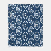 ネイビカスタムーブルーとホワイトフットボールパターン フリースブランケット (正面)