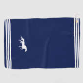 ネイビカスタムーブルーにホワイトホース&3ストライプ人の ゴルフタオル (横)