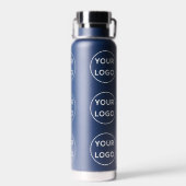 ネイビカスタムーブルーのロゴのパターン ウォーターボトル (背面)