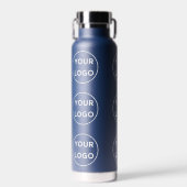 ネイビカスタムーブルーのロゴのパターン ウォーターボトル (正面)