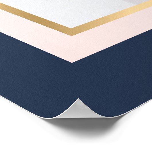 ネイビカスタムーブルー赤面金ゴールドフォトウェルカムサイン ポスター (角)