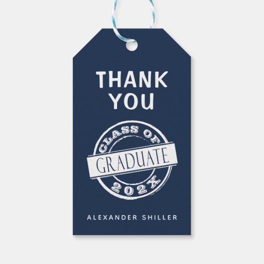 ネイビカスタムーモダンブルー大学院生ありがとう ギフトタグ (裏面)