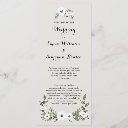 ネイビカスタムー絵を描アネモネス結婚式 プログラム (正面)