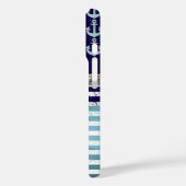 ネイビガーリーストライプーモノグラムの Case-Mate iPhoneケース (裏面 / 左)