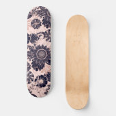 ネイビガーリーバラ金ゴールドグリッターフローライラスト スケートボード (正面)