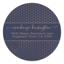 ネイビガーリーーとバラゴールドフォイル六角アドレスクラス