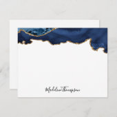 ネイビガーリーーブルー金ゴールドゲートGeodeスクリプトタイポグラフィ ノートカード (正面/裏面)