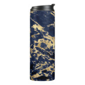 ネイビガーリーーブルー金ゴールド静脈グリッターデザイン タンブラー (回転左)