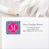 ネイビガーリーー&ピンクギリシャ鍵パターンカスタム ラベル (インサイチュ)