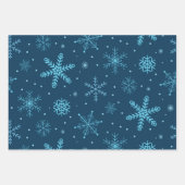 ネイビクラシックブ威厳のあるブルーのクリスマススノーフレーク ラッピングペーパーシート (正面2)
