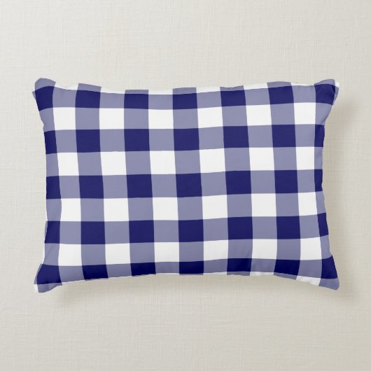 ネイビクラシックーとホワイトギンガムパターン アクセントクッション (正面)