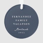 ネイビクラシックーシンプルヘリンボーンパーソナライズされた写真 オーナメント (裏面)