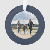 ネイビクラシックーシンプルヘリンボーンパーソナライズされた写真 オーナメント (正面)