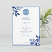 ネイビクラシックーフローラエレガントウェディング招待状 招待状 (スタンド正面)