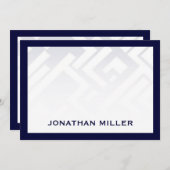 ネイビクラシックーブルフレーミングジオメトリフラットノテカード ノートカード (正面/裏面)