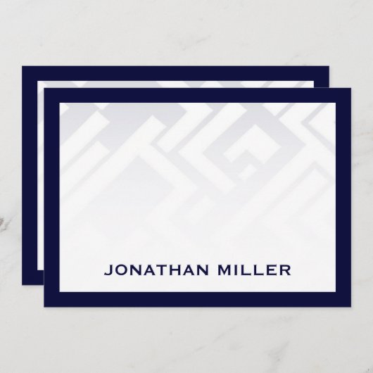 ネイビクラシックーブルフレーミングジオメトリフラットノテカード ノートカード (正面/裏面)