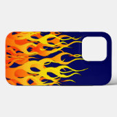 ネイビクラシックーブルーのレーシングフレイムス Case-Mate iPhoneケース (裏面 (横))