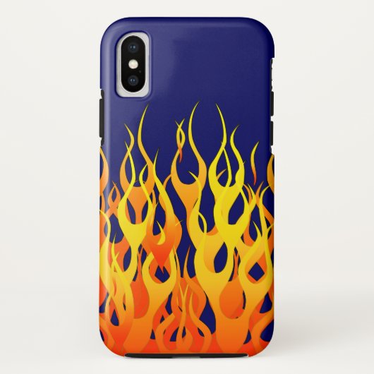 ネイビクラシックーブルーのレーシングフレイムス Case-Mate iPhoneケース (裏面)