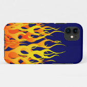 ネイビクラシックーブルーのレーシングフレイムス Case-Mate iPhoneケース (裏面(横))