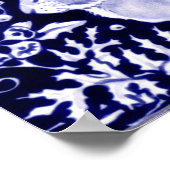 ネイビクラシックーブルー白うさぎ鳥専用ダムデルフト ポスター (角)